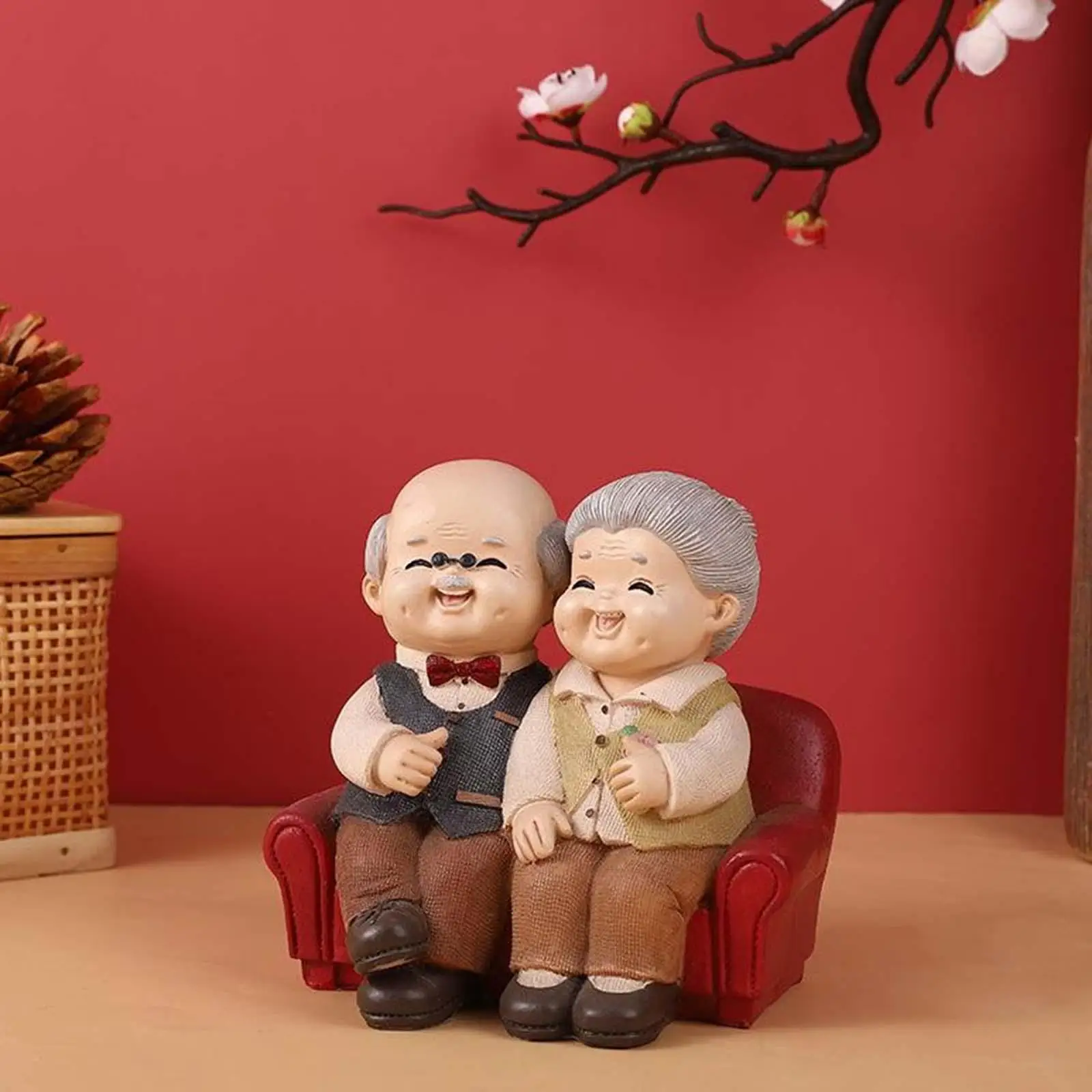 

Фигурки для 2 влюбленных пожилых пар, день, статуя из смолы для мужа и жены, бабушки и дедушки, фигурки для родителей