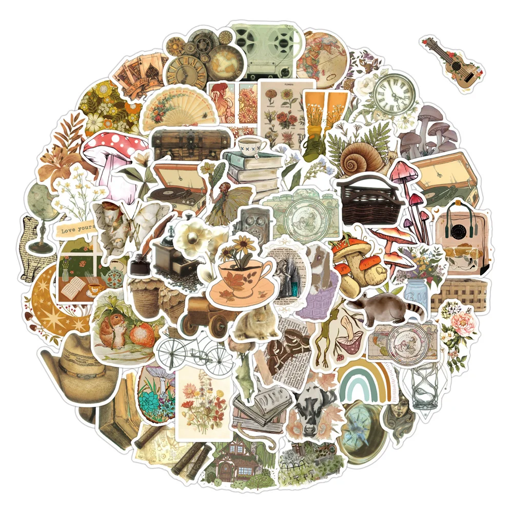 

10/30/50PCS Retro Style Graffiti Personality Trend Guitar Decoration Sticker Water Cup Computer Suitcase Sticker Wholesale