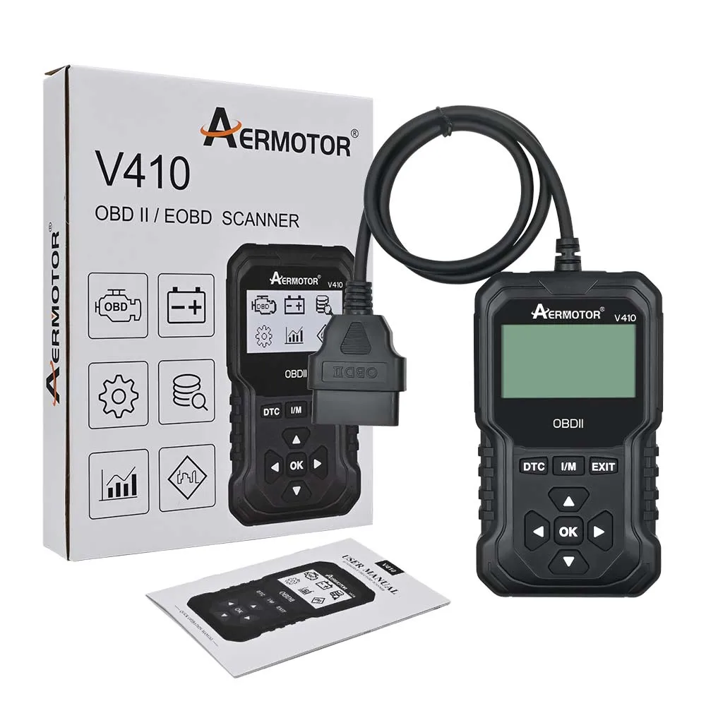 Автомобильный сканер AERMOTOR V410 OBD2 с поддержкой 9 протоколов считыватель кодов
