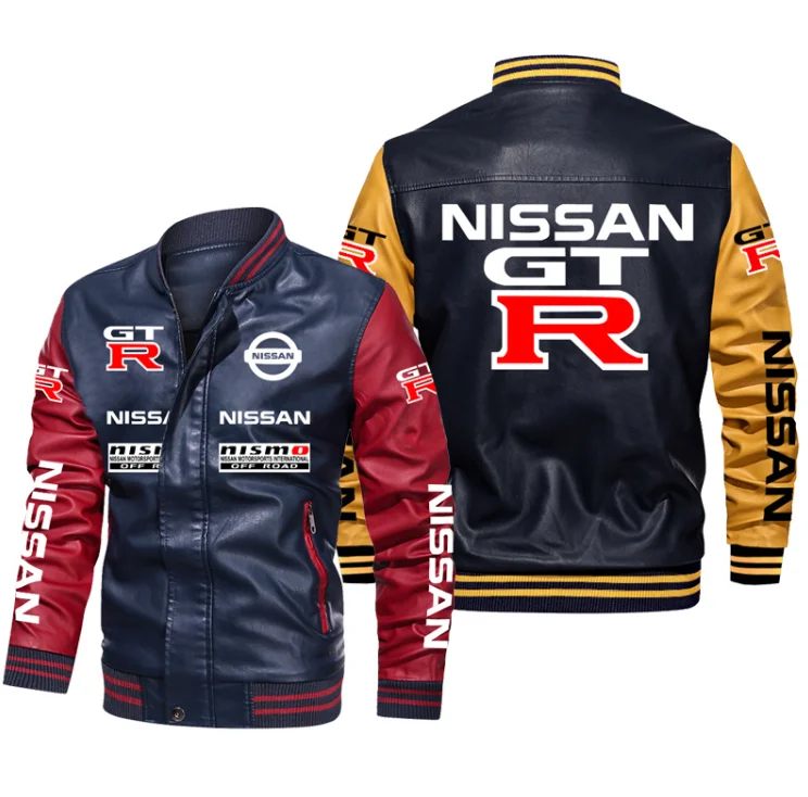 

New Men's Leather Jackets NISSAN Motorcycle GP Events Autumn winter Casual Motorcycle PU Jacket Biker Leather Coats EU Size