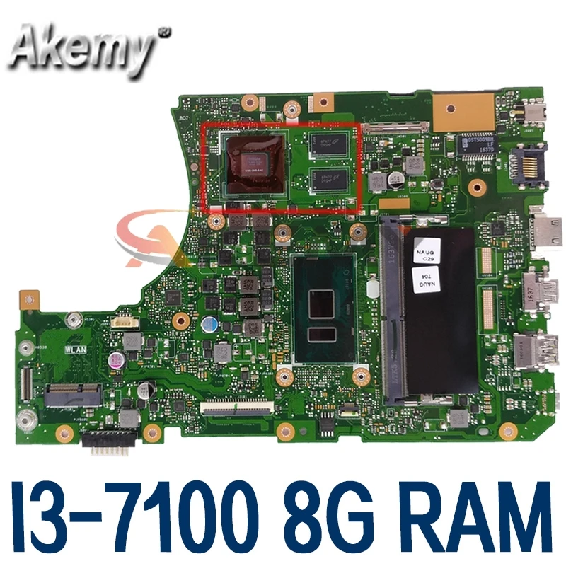

X556UV материнская плата для ноутбука ASUS X556UQK X556UB X556UQ X556UJ X556UF X556U оригинальная материнская плата 8GB-RAM I3-7100U GT940MX