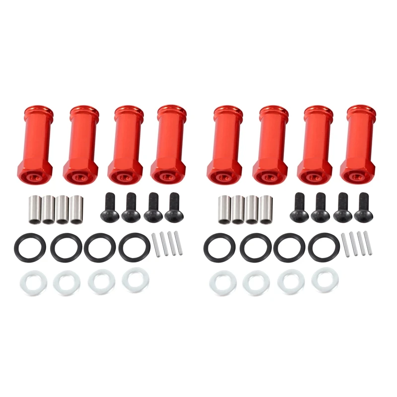 

8X 12mm Aluminum Wheel Hex Adapters Long 29mm Extension RC Car Conversion Parts for 1/12 Wltoys 12428 12423 Red