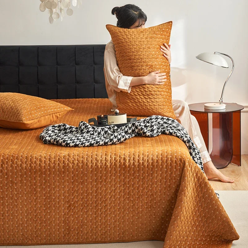 Бархатное покрывало с вышивкой для кровати современное постельное белье