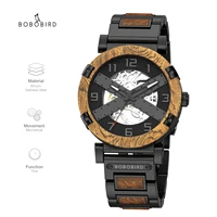 bobo bird automatic mechanical watch men wooden metal wristwatch top fashion business watches clock cool gift box reloj hombre