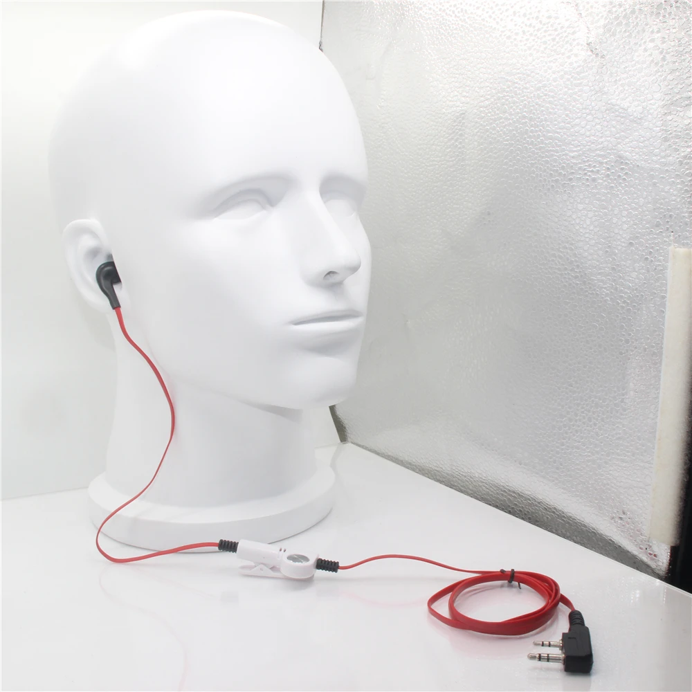 2 Pin Noodle Style Earbud Headphone K Plug Earpiece Headset For Baofeng Uv5R Bf-888S Uv5R Radio Red white