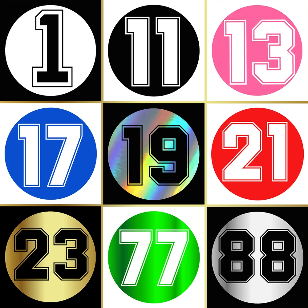 Funny round number 1, 11, 13, 17, 19, 21, 23, 77, 88 car sticker waterproof PVC decal motorcycle car decoration accessories