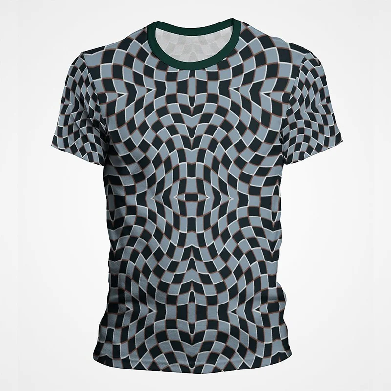 

Geometry Black White Abstract Texture Op Art 3D Print Summer Casual Short Sleeve T Shirt Men Women Cool Streetwear Tops Tee