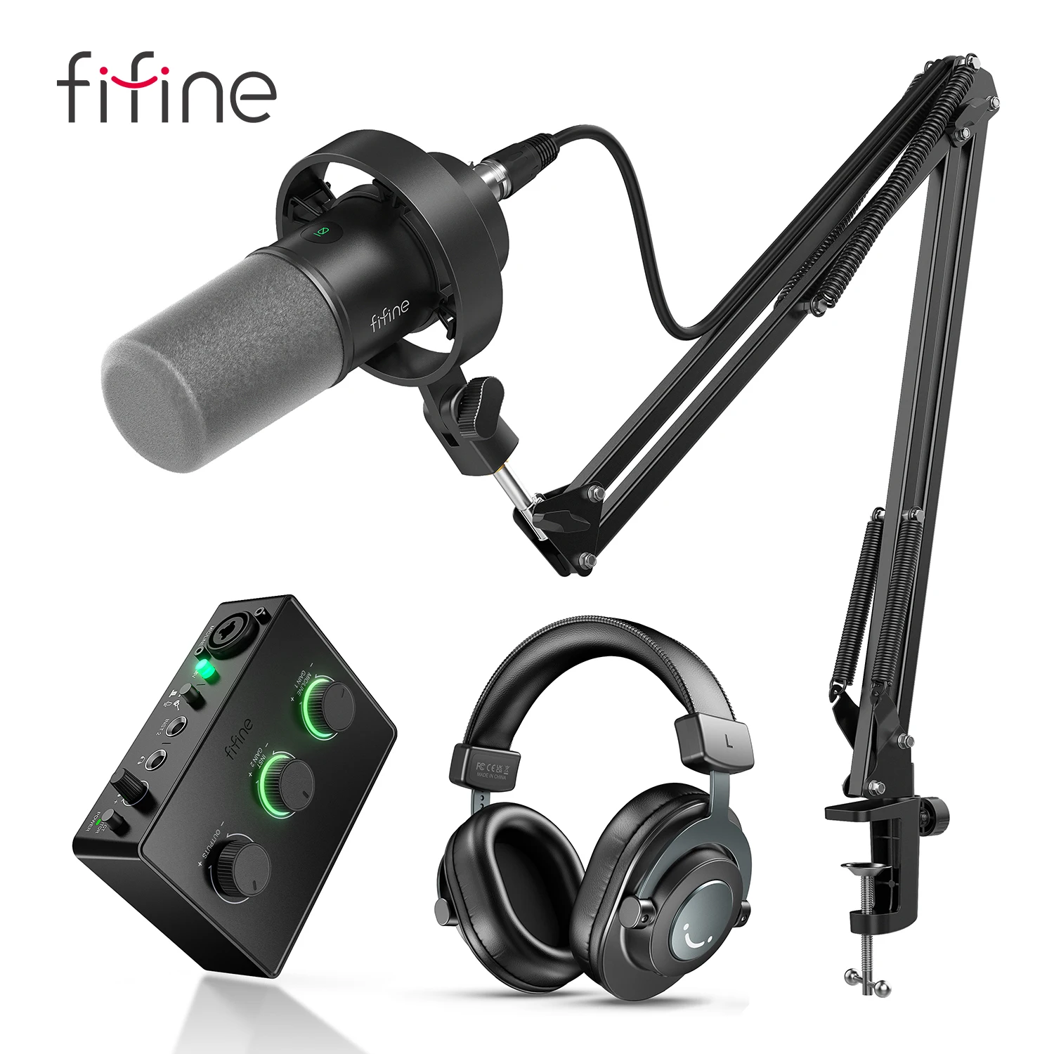 Микрофон FIFINE для студийной записи Youtube-K688/H9/Ampli1