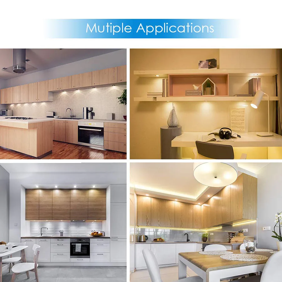 1 6pcs led under cabinet light indoor ceiling lamp with eu us power adapter for kitchen bar bedroom closet wardrobe decoration free global shipping