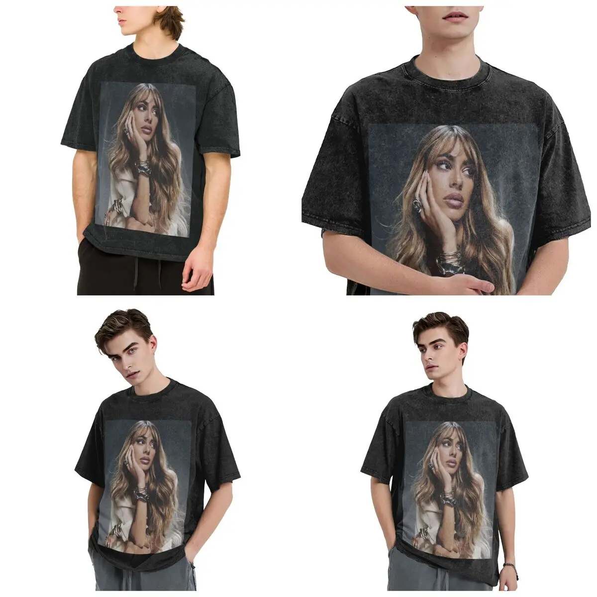 Фото Футболки с короткими рукавами в стиле хип-хоп Tini Stoessel Tour, футболки с эффектом потертости, уличная одежда, повседневные футболки для мужчин и женщин №2