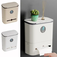 toilet trash can with toilet paper storage box kitchen wall mounted garbage can with lid no punching waterproof large capacity