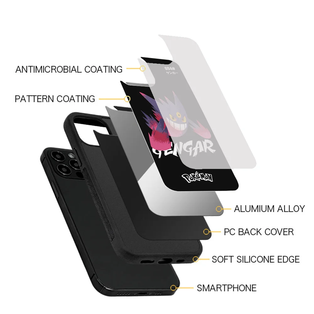 Чехол для телефона P-Pokemon-n IPhone 11 12 13 14 15 Plus Pro Max зеркальный акриловый чехол из ТПУ ПК