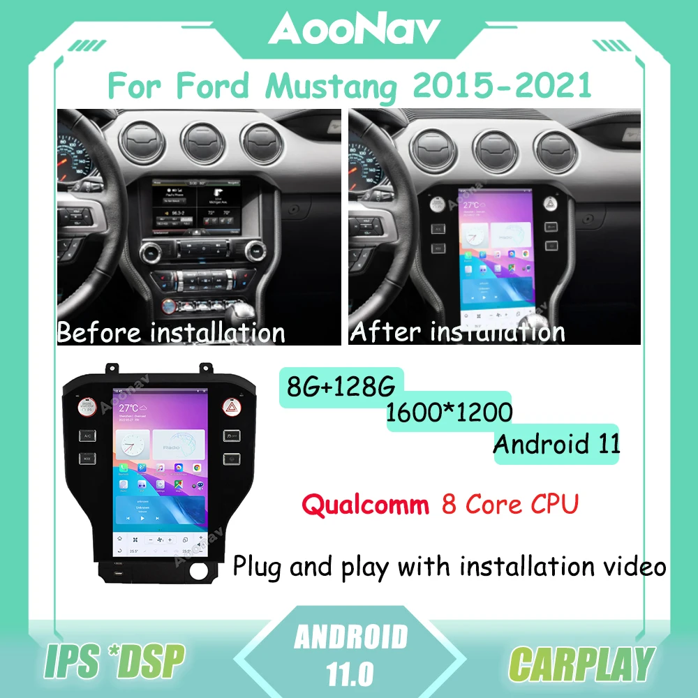 

Автомобильное радио для Ford Mustang 2015 - 2021 360 DSP IPS Автомобильный плеер DVD Android 11 автомобильное радио Carplay Мультимедиа GPS навигация