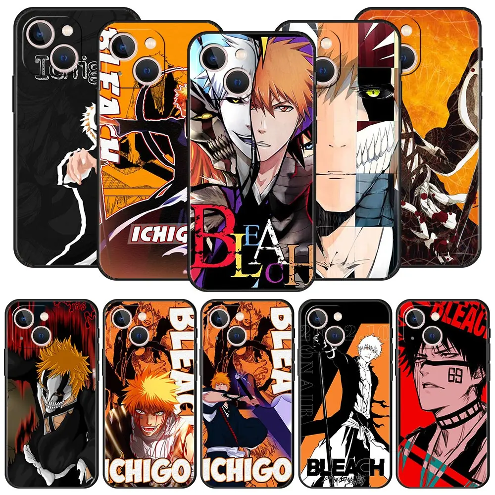 

Anime Bleach Kurosaki Ichigo Phone Case For Apple iPhone 11 15 14 Pro MAX 12 13 7 8 Plus X XR XS MAX SE Silicone Black Cover