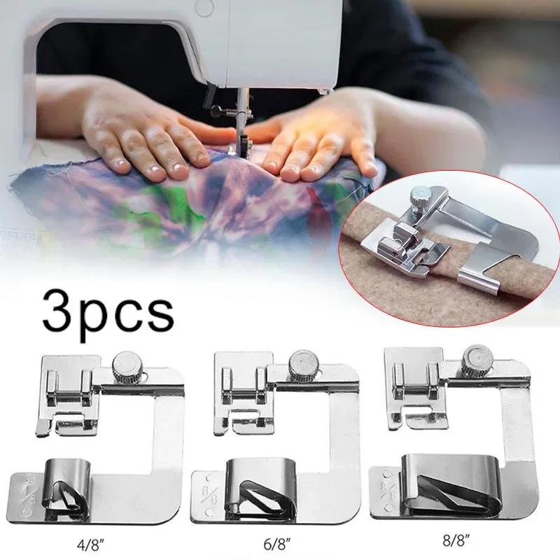 

3 Pcs Adjustable Wide Rolled Hem Presser Foot Sewing Machine Foot Narrow Rolled Hemming Foot for Low Shank Sewing Machine