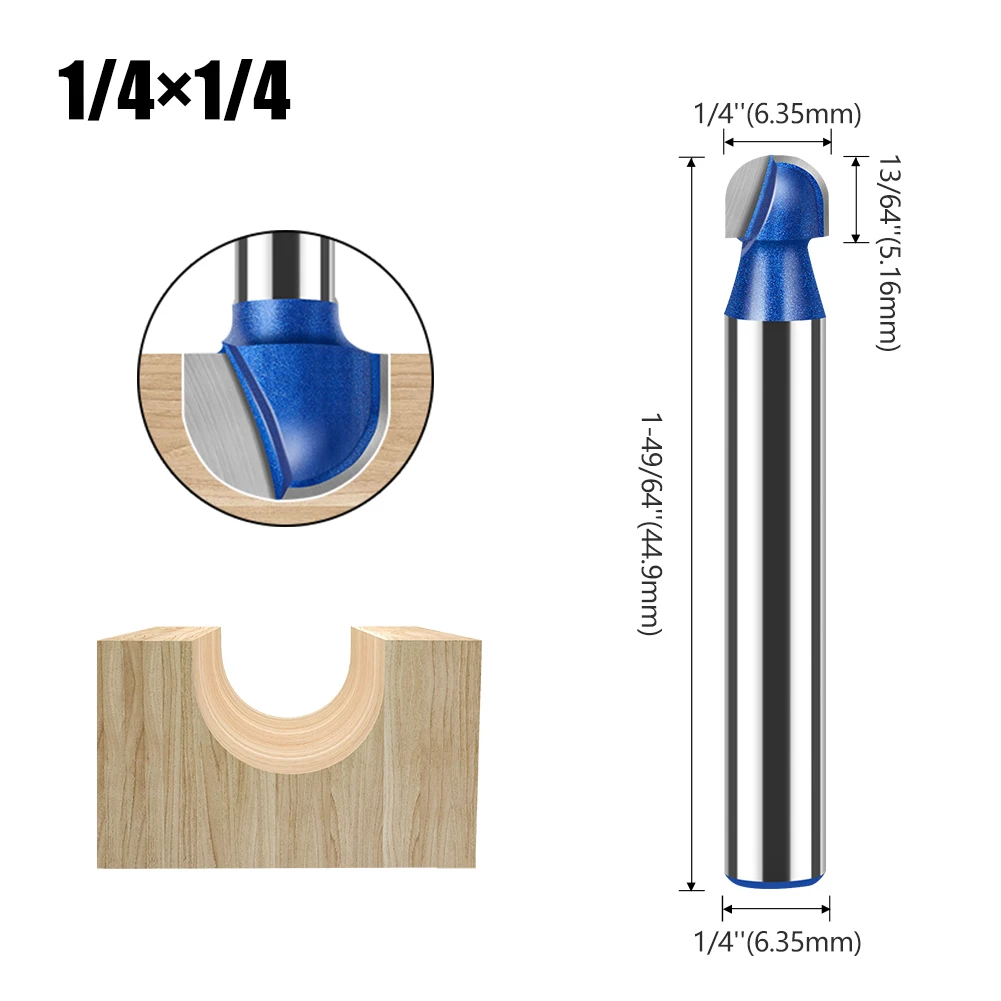 

Концевая фреза с шаровым концом и хвостовиком дюйма, твердосплавная насадка с двойной канавкой, для деревообработки, 6 мм