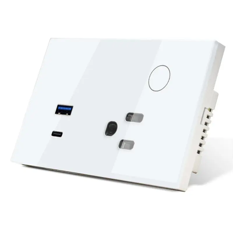 Настенная розетка Tuya WIFI США 16A USB TYPE-C Smart Power Touch Plug