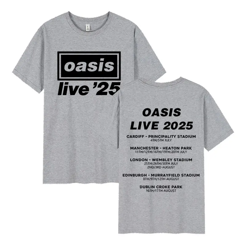 Футболка British Band O-Oasis Live 25 Tour 2025 мужская модная хлопковая футболка с коротким