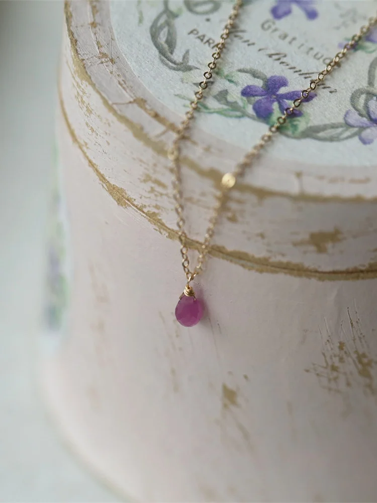 Сливовый приготовленный розовый сапфир сумка из золота 4 карата японская мода