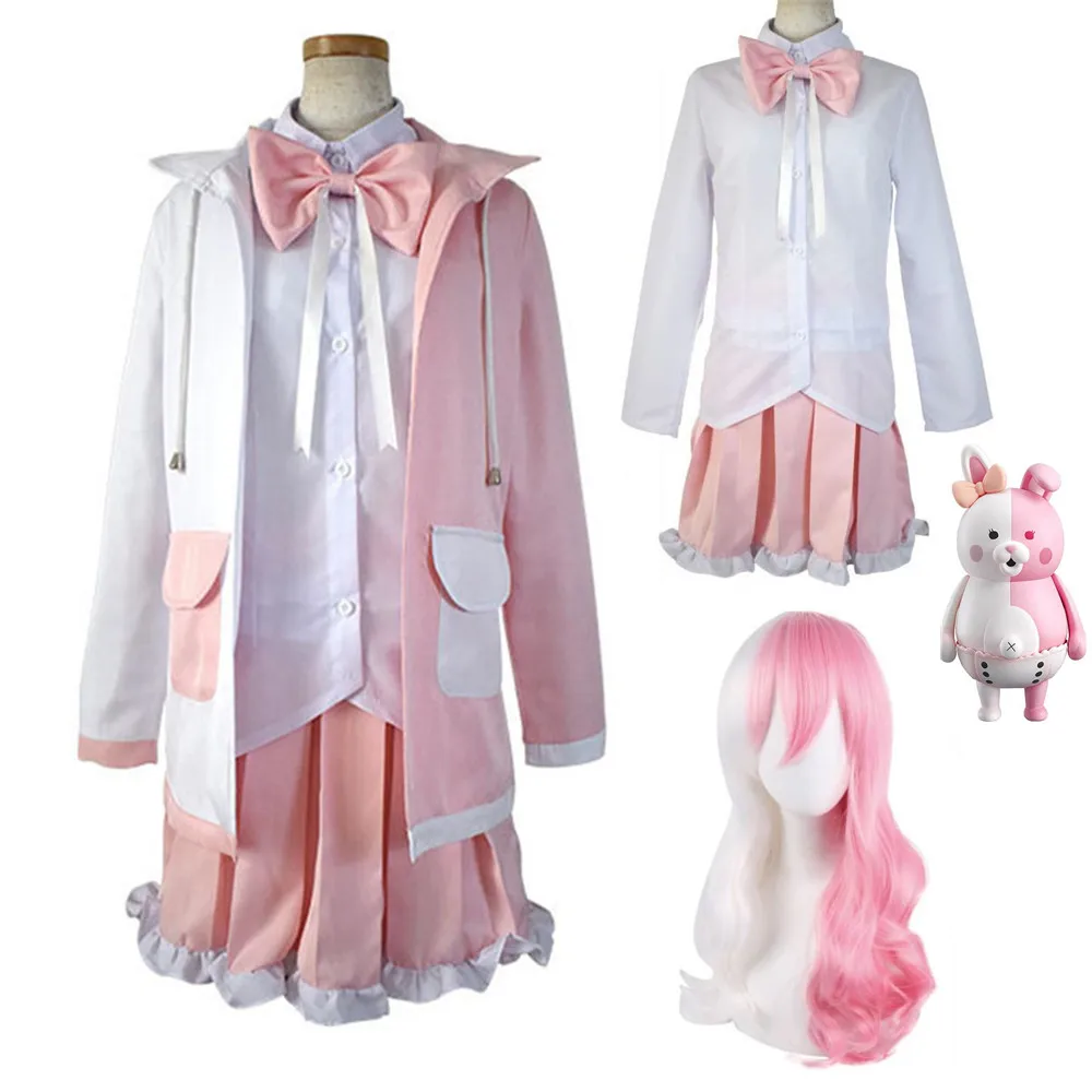 

Anime Game Monomi Danganronpa Goodbye Despair Cosplay Costume Anthropomorphic White Rabbit JK Uniform Woman Kawaii Party Suit