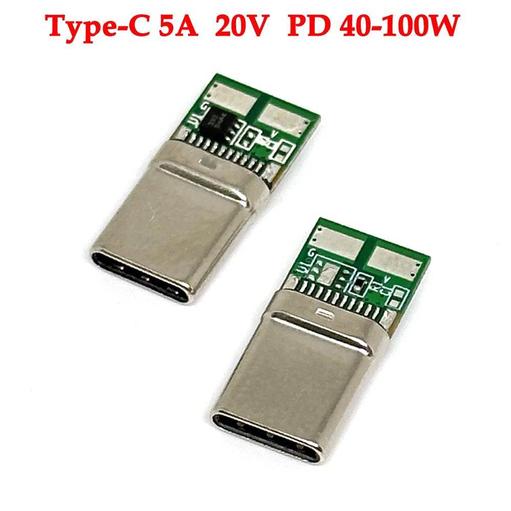 

1set 5A 20V USB 3.1 Type C Male Plug Female Socket 24Pin With E-marker chip Connector with PCB Board PD 40W 60W 100W Test Module