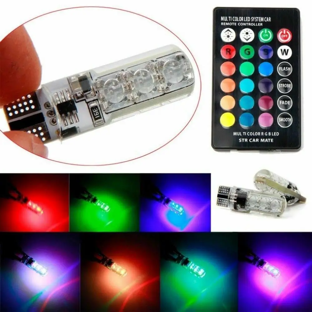 2 шт. Автомобильные светодиодные лампы для чтения T10 5050 SMD RGB |