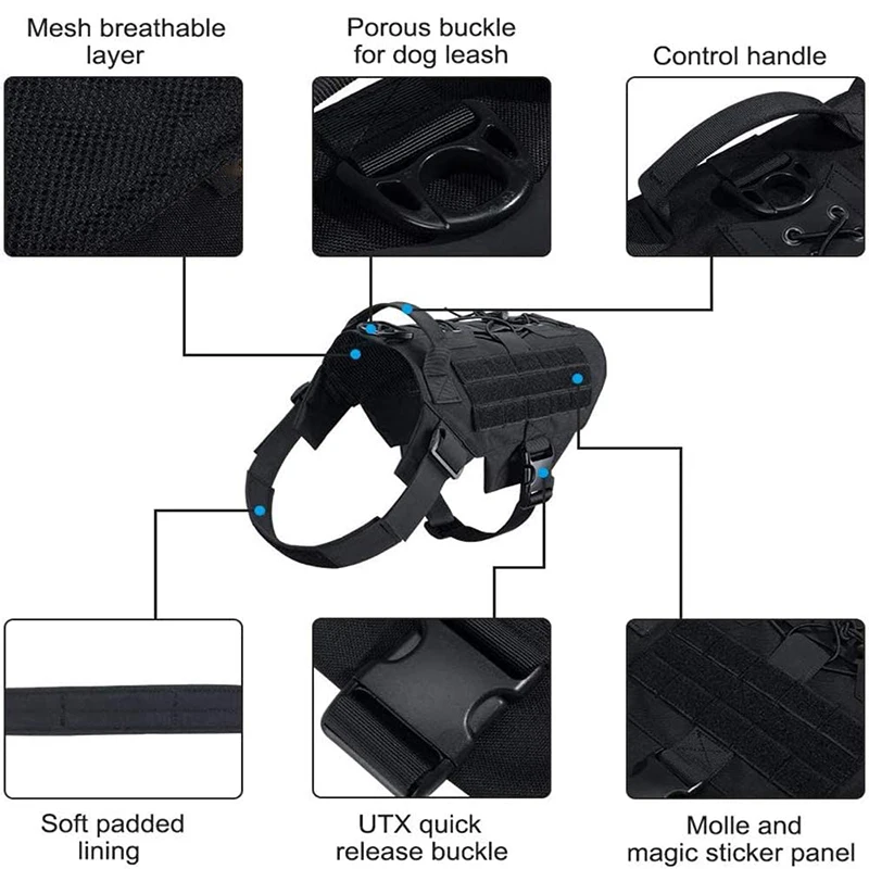 Тактический Жилет для собак военная шлейка с металлическими пряжками среднего и