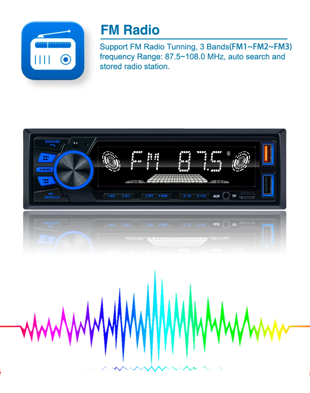 Автомобильный MP3-плеер REAKO 820 FM-радио тюнер с AUX входом функция USB зарядки