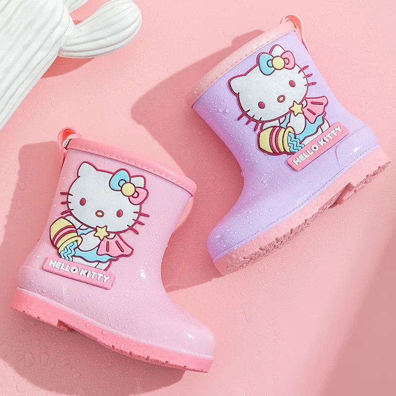 

Kawaii Cute Sanrio Hellokitty Rain Boot Children Cartoon Lovable Exquisite Soft Bottom Anti Slip Girl Birthday Gift For Children