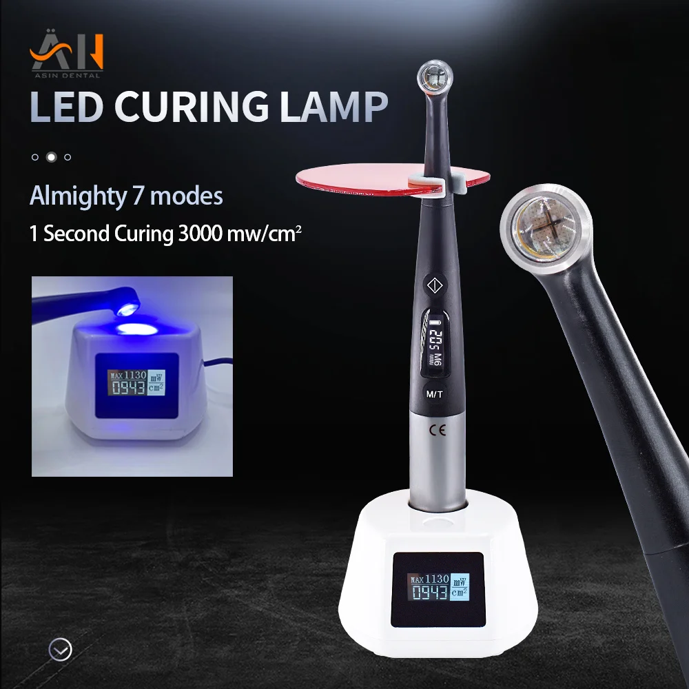 

Dental LED Curing Light Lamp Wireless With 7 Mode Light Tester 1 Second Curing 3000 MW/cm² Dentist Whitening Tools