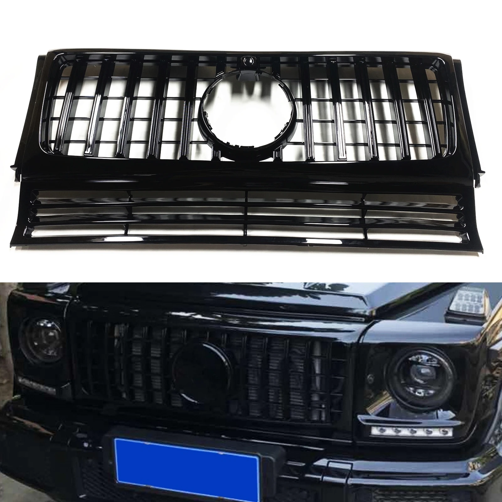 

Upper Grille For Mercedes Benz G Class W463 1990-2018 G500 G550 G65 G55 G63 AMG GT Style Black Car Front Bumper Hood Mesh Grill