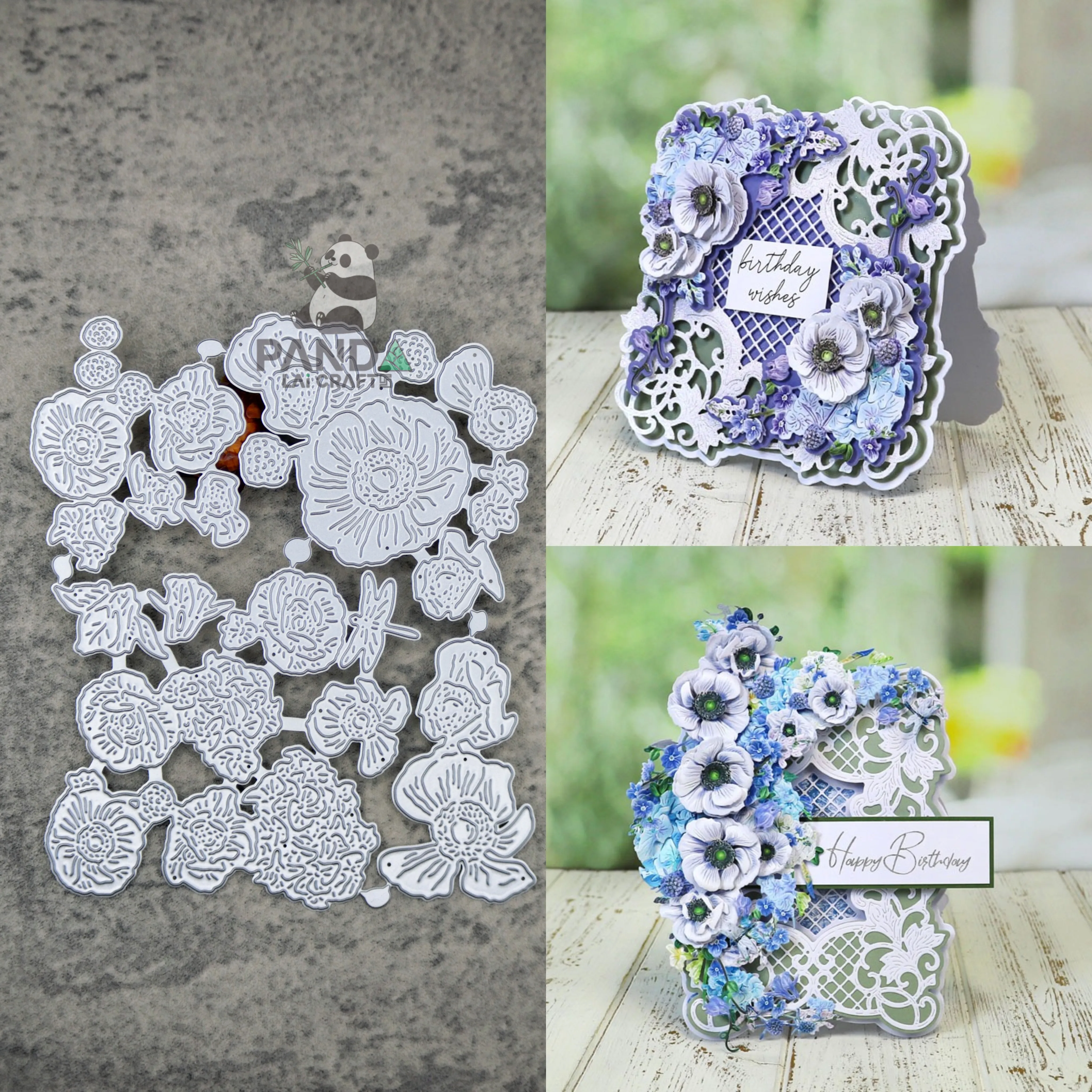 Набор металлических вырубных штампов PANDALAI в виде василькового цветка радужной