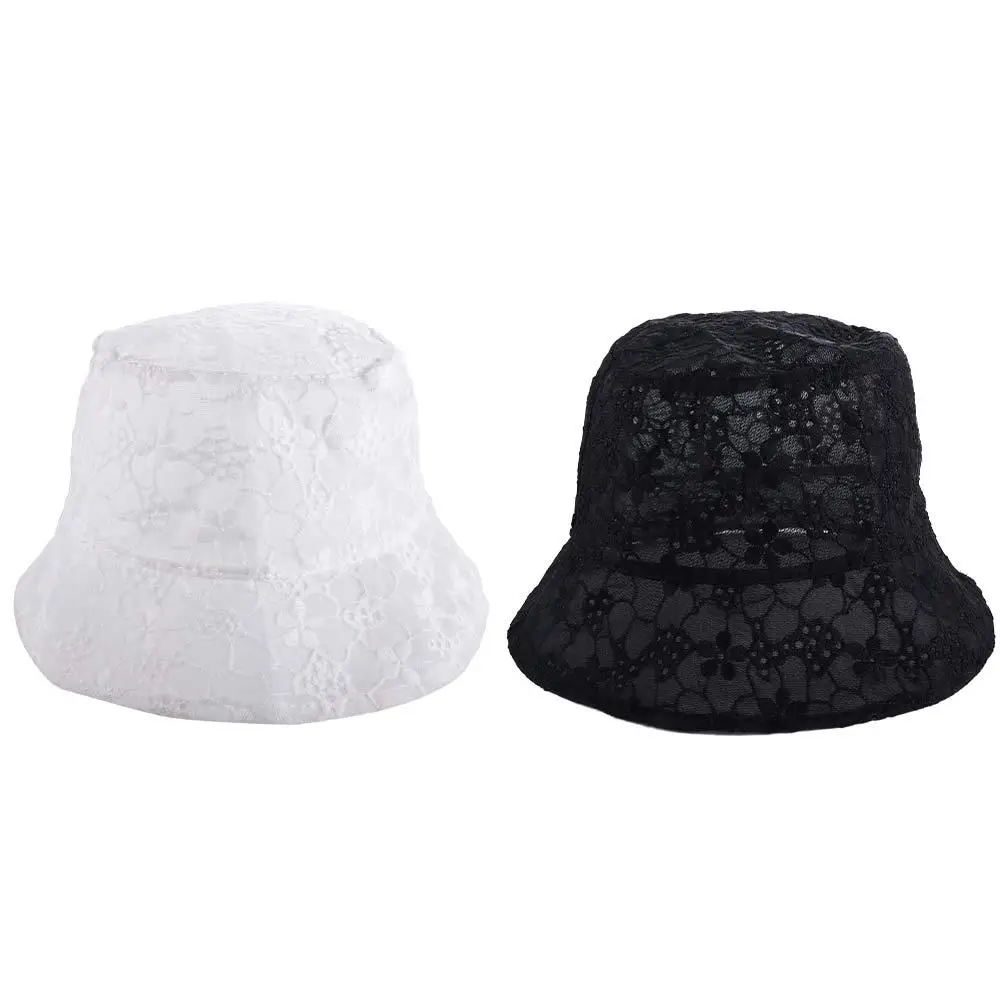 

Korean Portable Thin Hollow Basin Mesh Flower For Women Sun Protection Sun Hat Sun Cap Female Hats Lace Bucket Hat