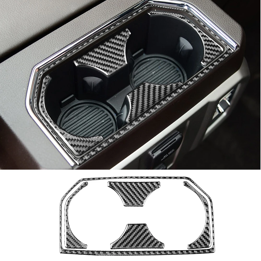 

for Ford Raptor F150 2017-2020 Rear Drain Cup Frame Decoration Cover Trim Sticker Decal Car Interior Accessories Carbon Fiber