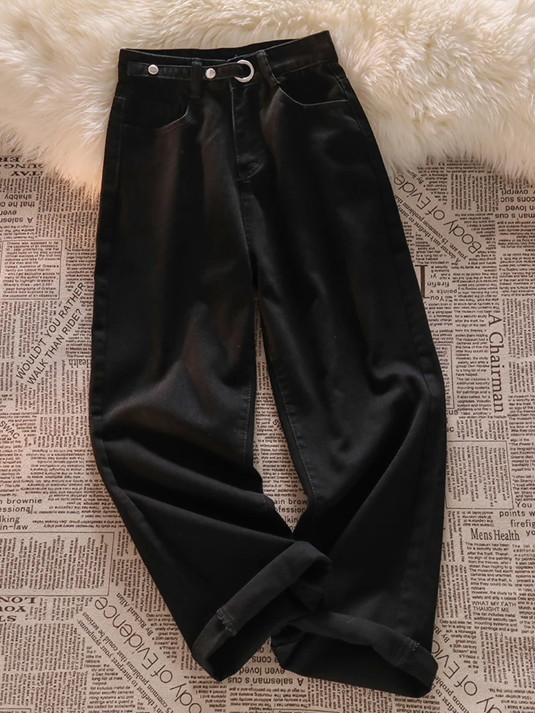 

Syiwidii Black Jeans Woman 2022 Spring High Wasited Wide Leg Straight Loose Vintage Streetwear Denim Pants Causal Baggy Jeans