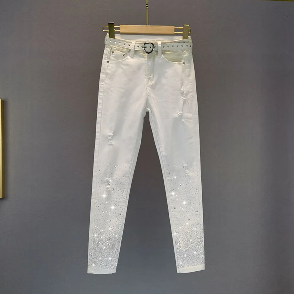 

Женские узкие джинсы с завышенной талией, белые облегающие джинсы в Европейском стиле, весна-лето 2022