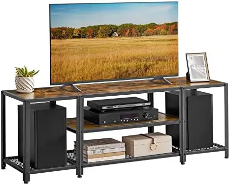 

TV Stand for TVs up to 65 Inches, 3-Tier Entertainment Center, Industrial TV Console Table with Open Storage Shelves, for Living