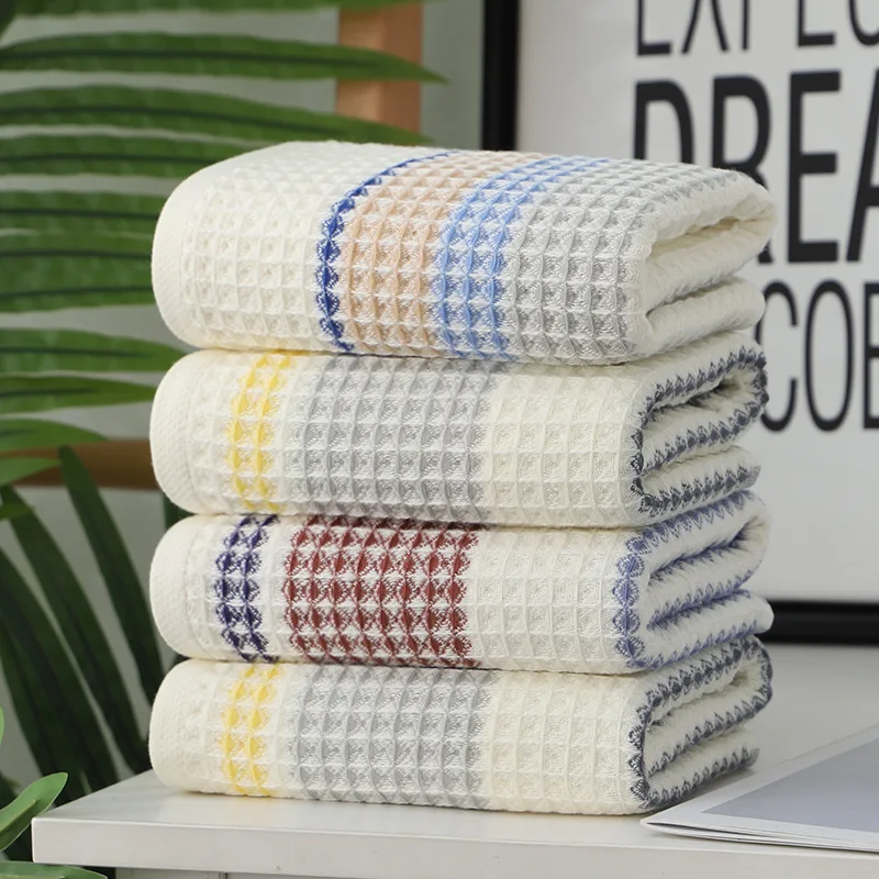 

100% Cotton Gauze Towel Bath Towel Use for Aldult Child AStriped Waffle Kitchen Towel , Buy 2 Bath Towels Get 1 Free Hand Towel