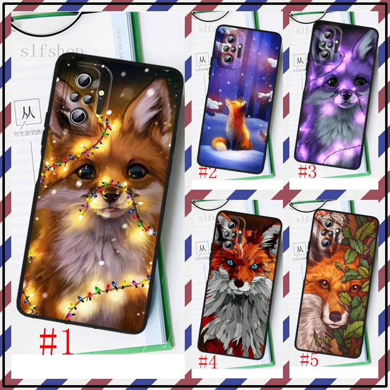 

Cute Animal Fox For Xiaomi Redmi Note 11 10S 10 9T 9S 9 8T 8 7 6 Pro Plus Max 5G Black Soft Luxury Phone Case