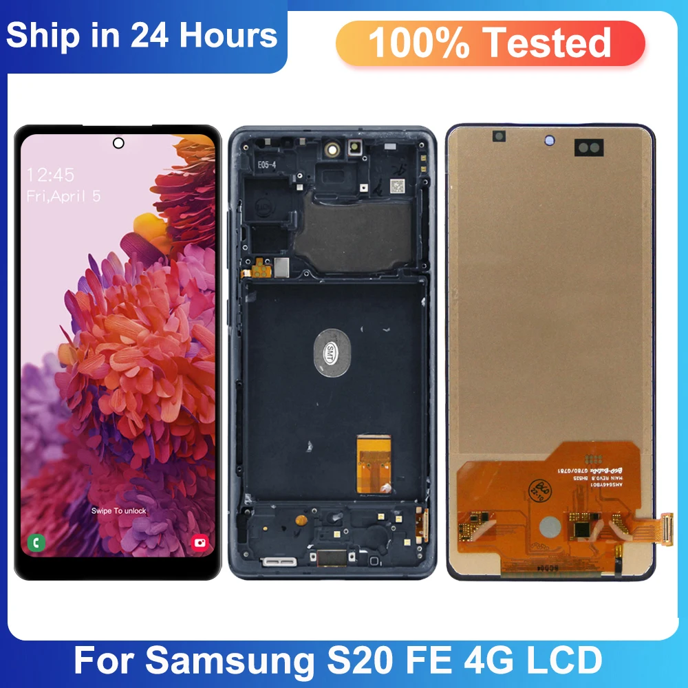 100% протестированный ЖК-дисплей для Samsung Galaxy S20 FE S20 Fan Edition, сенсорный дигитайзер в сборе для S20 FE, запасной экран