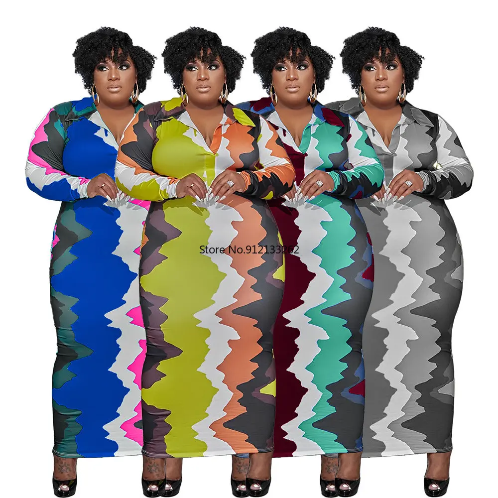 

African Maxi Dresses for Women Autumn African Women Long Sleeve V-neck Polyester Printing Long Dress Christmas Robes XL-5XL