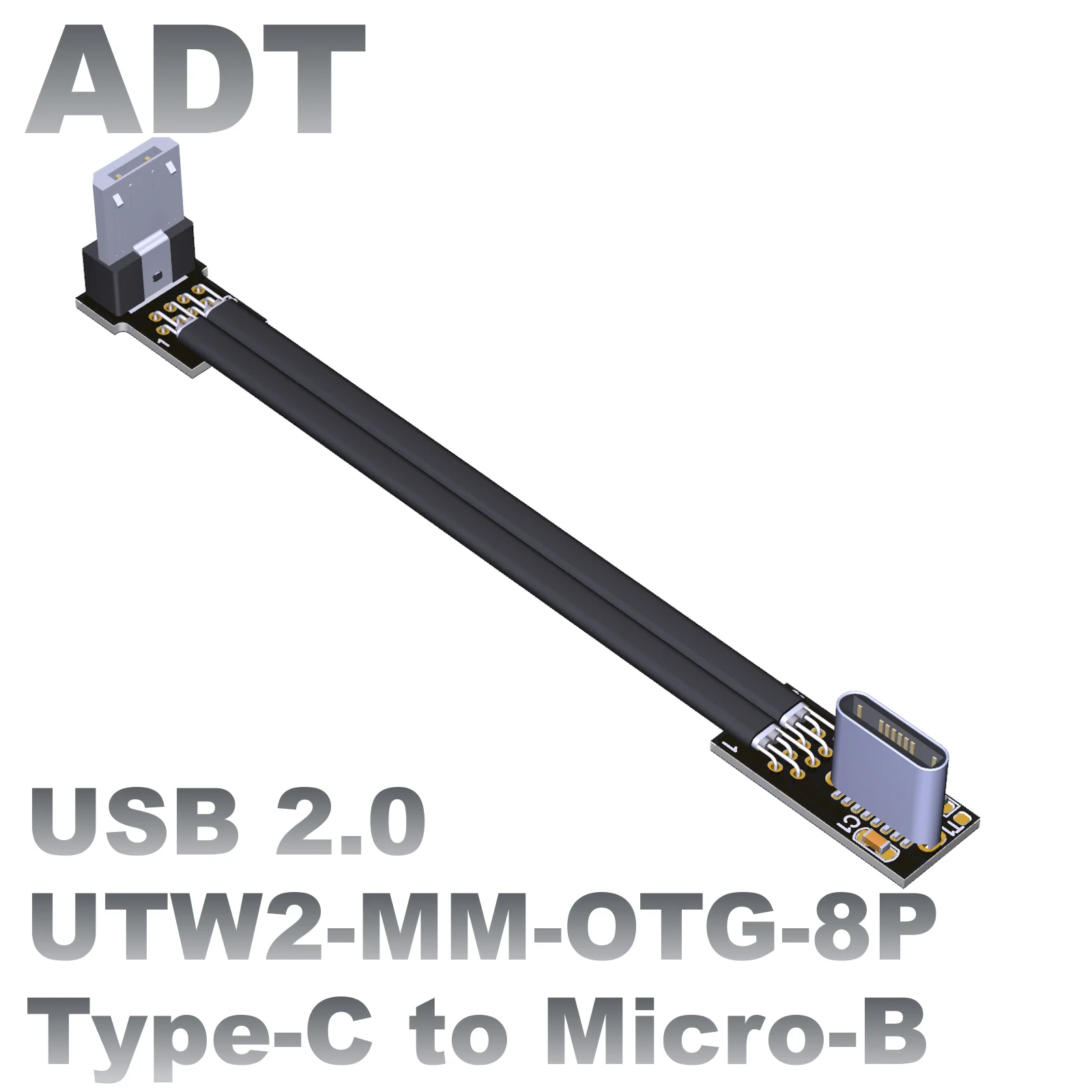 

USB2.0 flat, thin and short connection charging data cable type-C to micro-B support OTG ADT