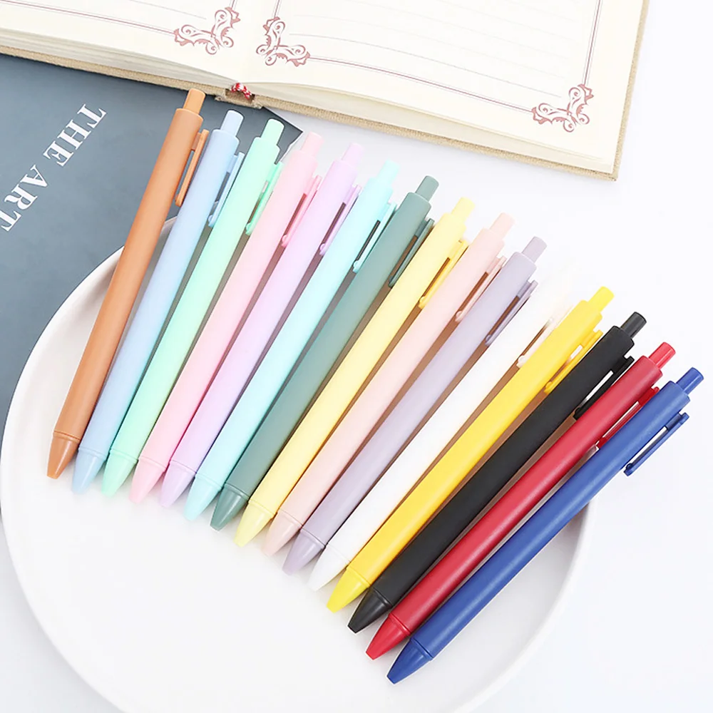 

100Pcs/Lot Macaron Morandi Colors Retractable Signature Gel Pens 0.5mm Black Ink Smooth Students School Office Stationery