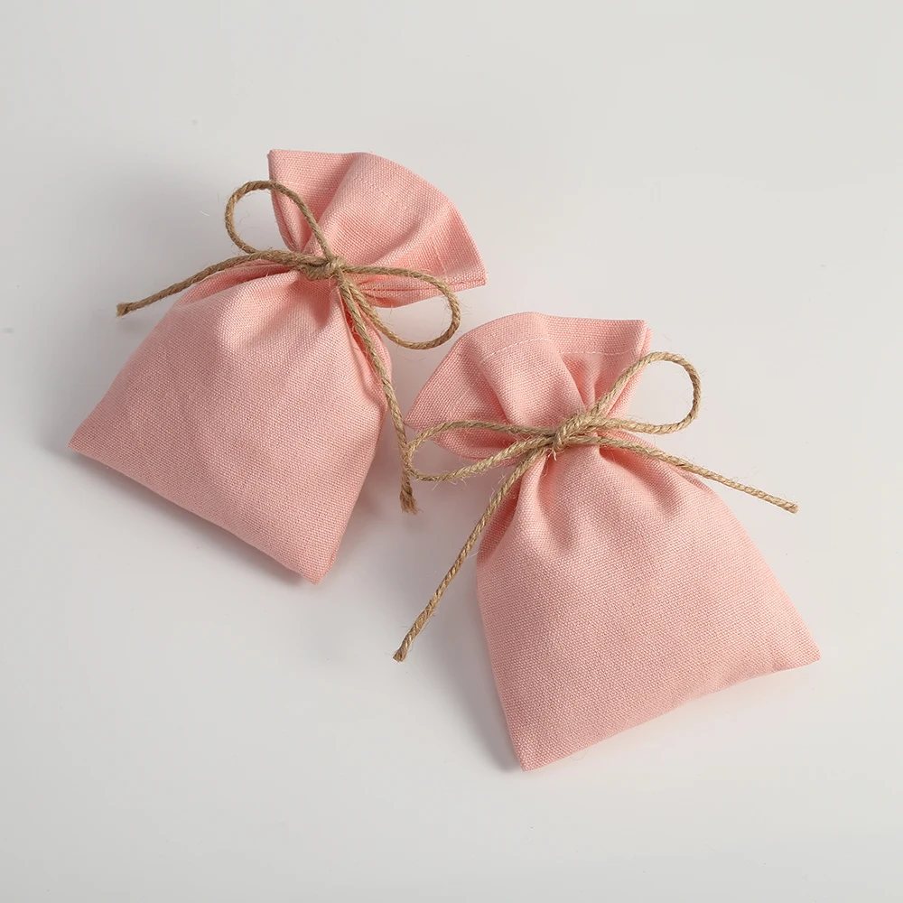 50pcs Pink Cotton  Bag Small Jewelry Bag Pouches for Wedding Christmas Party Candy Gift Bag Jewelry Organizer Can Custom Logo