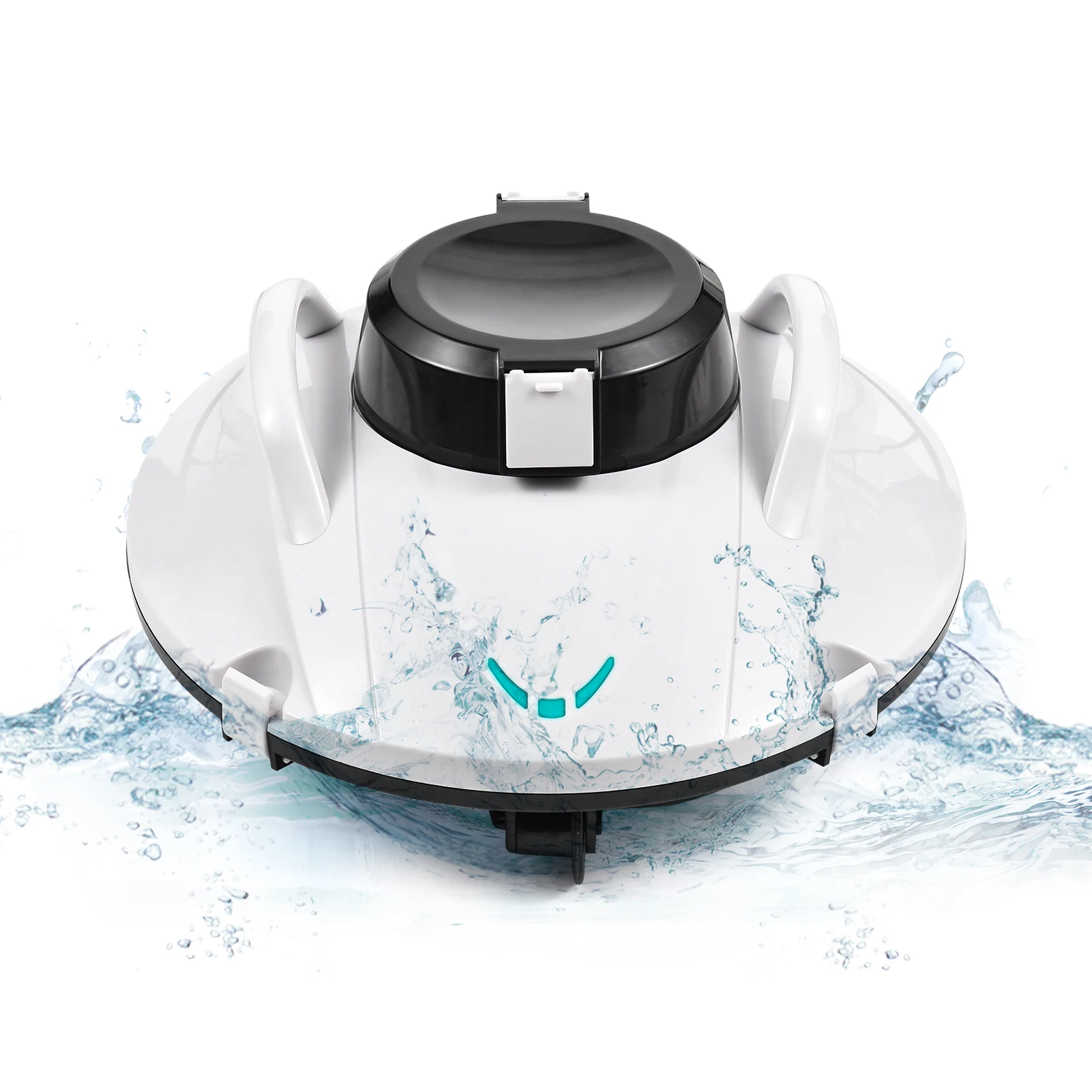

Pool Vacuum Cordless Robotic Pool Cleaner 35W Powerful Suction Lasts 90 Mins with LED Indicator Support Self-Parking