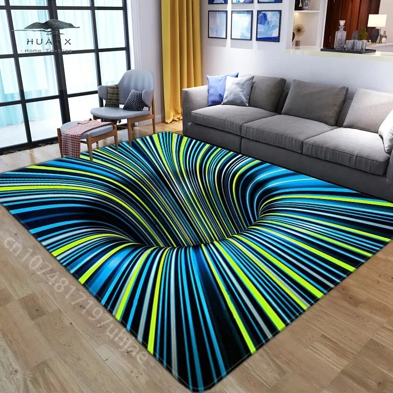 

3D Vortex Illusion Carpet For Living Room Geometric Bedroom Floor Mat Entrance Doormat Kitchen Non-slip Rug Artact Home Decor