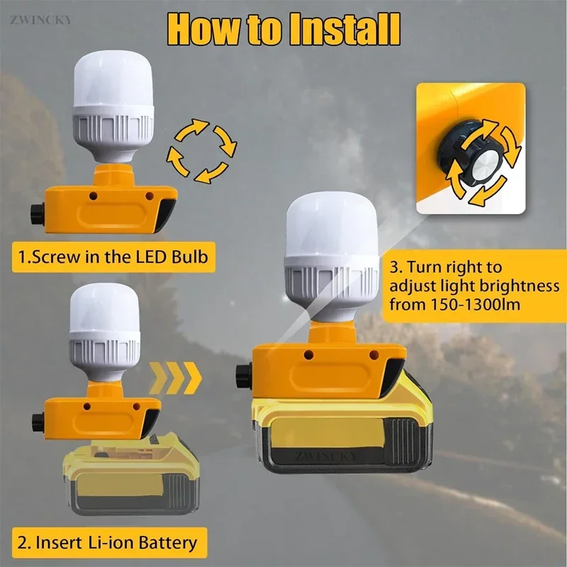 Настольная лампа для Dewalt DCB180 DCB181 DCB182 DCB200 DCB201 DCB203 DCB206 DCB207