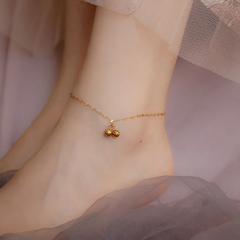 

Niche Gold Bead Anklet Light Luxury High-grade Titanium Steel Anklet Does Not Fade Ins Style Simple Foot Chain for Women Jewelry