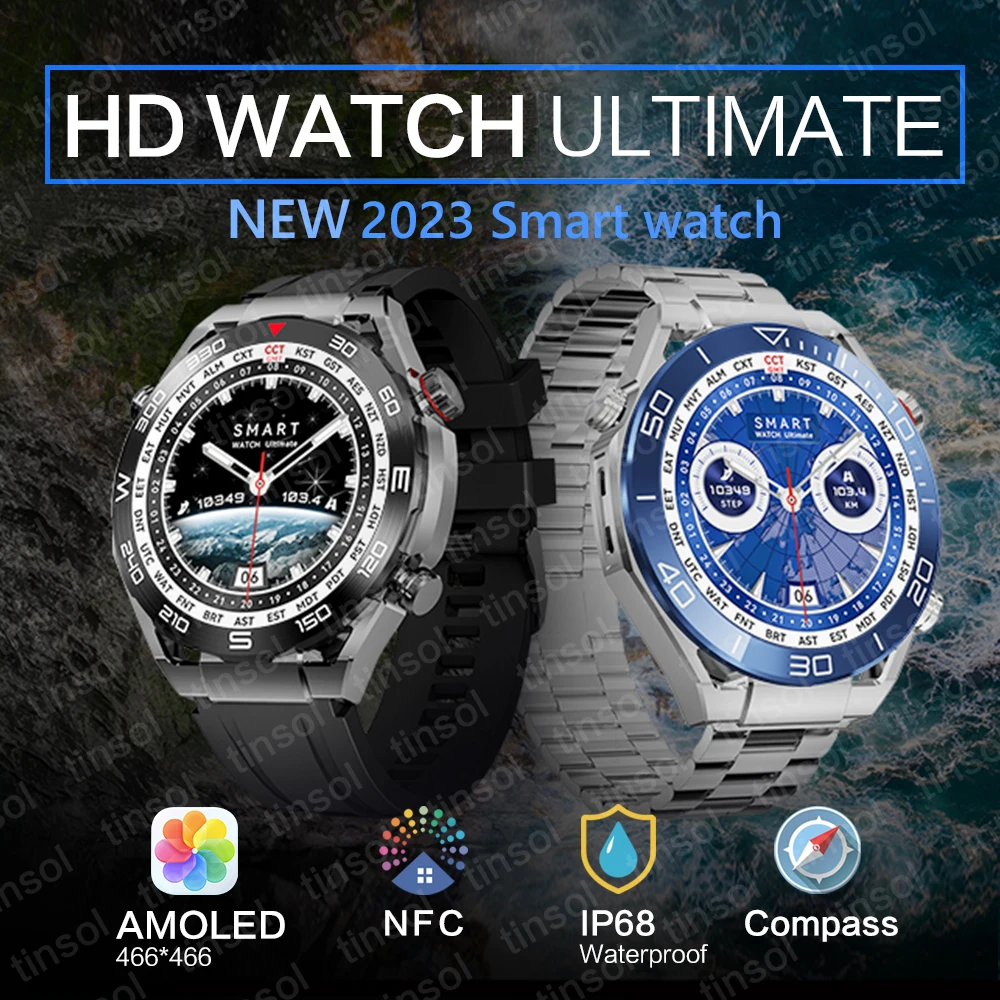 

HD Watch Ultimate 2023 Business Smart Watch Men 454*454 HD Screen BT Call Compass NFC Sprots Smartwatch IP68 Waterproof Watches