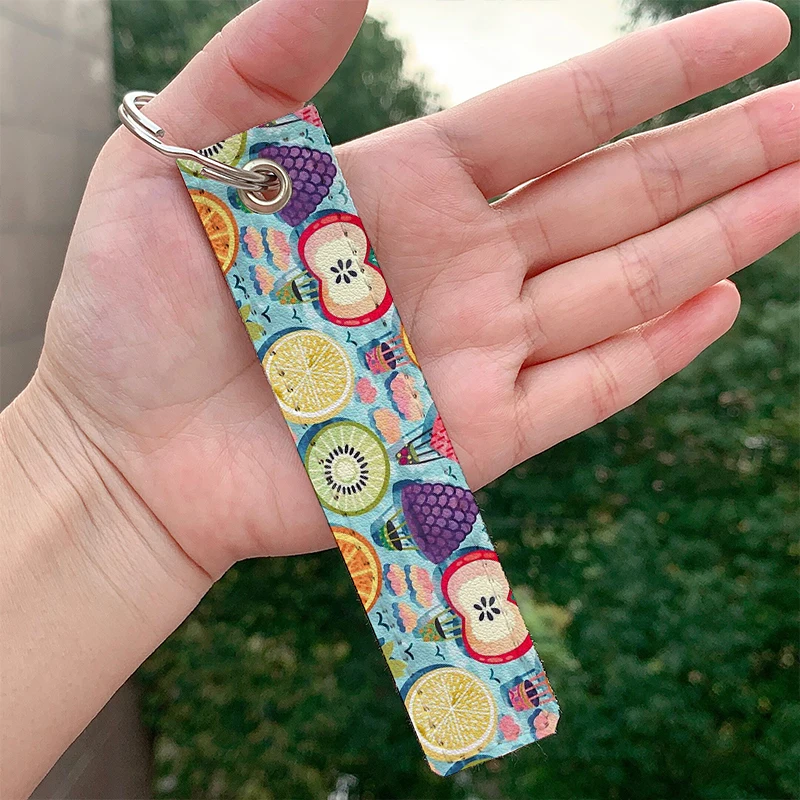 

Fruity Hot Air Balloons leather motorcycle Key chain Strap Key rings Hanging Holder Bag Wallet Trinket Keychain Hanging Bag
